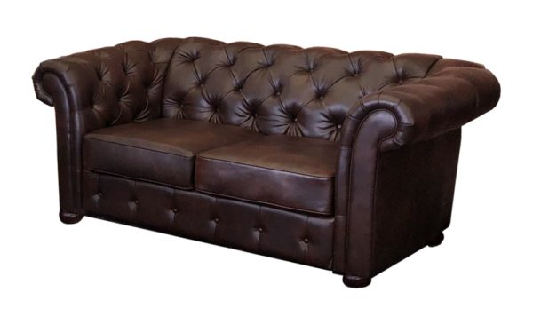 Dark brown alpine loveseat furniture rental.