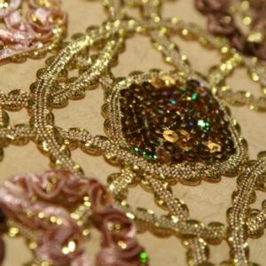 Embellished Gold Metallic Lace