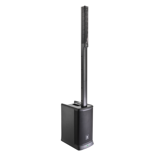 JBL EON One MK2 all-in-one portable PA system with vertical column speaker and subwoofer base for professional audio.