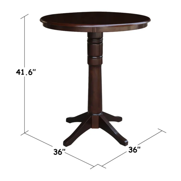 Wood pedestal high-top table rental for event decor, perfect for galas, corporate events, and trade shows