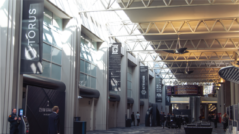 Custom graphics hanging banners and wayfinding signage for 47G Zero Gravity Summit Salt Lake City Utah by In The Event