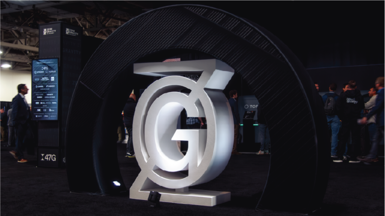 Custom arch, custom foam logo, and branded graphics for 47G Zero Gravity Summit at Salt Palace Convention Center in Salt Lake City, Utah by In The Event