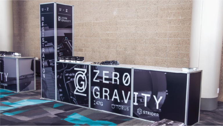Registration counters and 8 foot LED mod tower with LED mod counters for 47G Zero Gravity Summit Salt Lake City Utah by In The Event