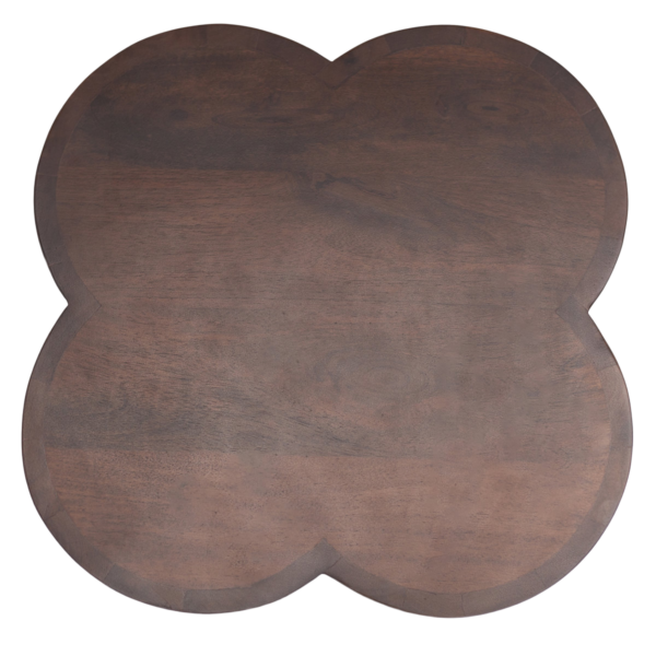 Top view of Clover side table showing clover shaped wood tabletop for Event Furniture Rentals