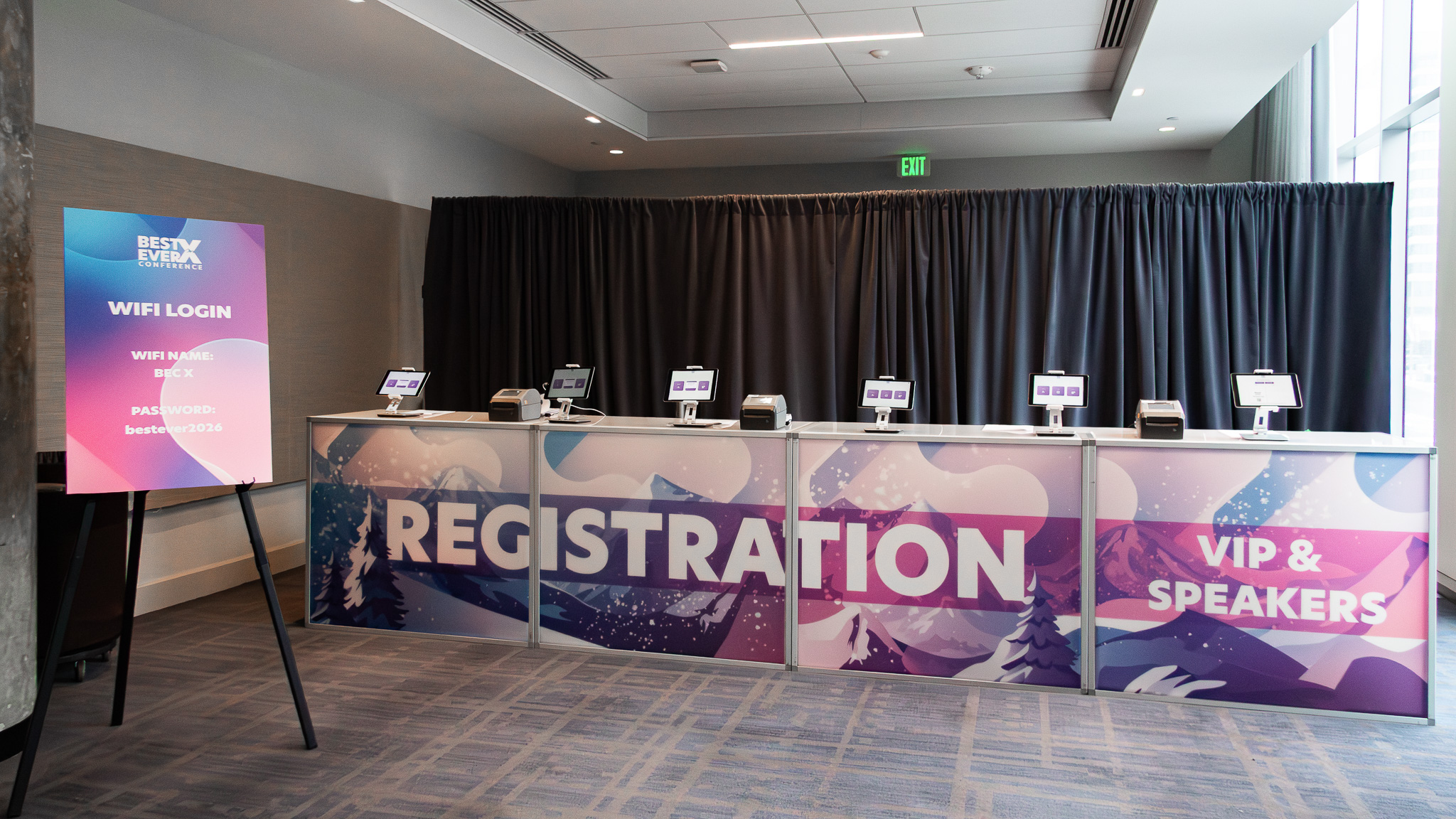 Corporate conference general session with pipe and drape stage at Hyatt Regency Utah