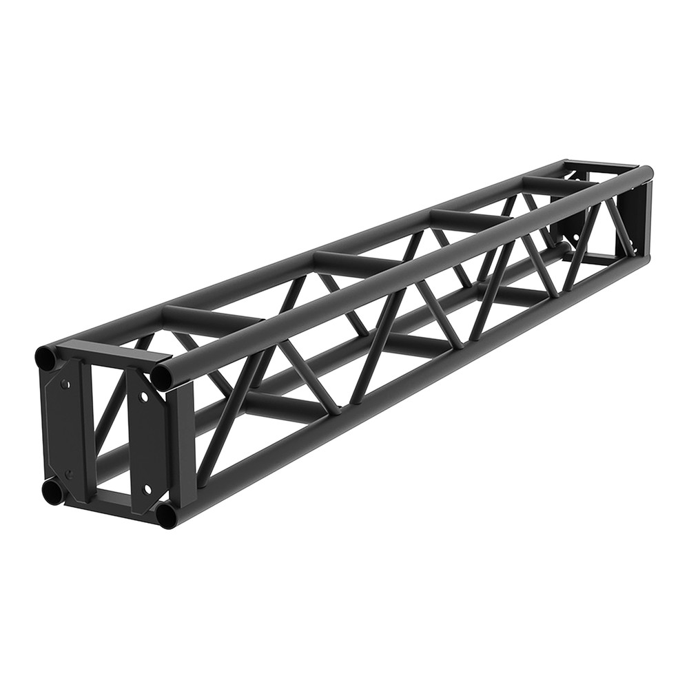 Black 12x12 box truss section with diagonal bracing and bolted end plates